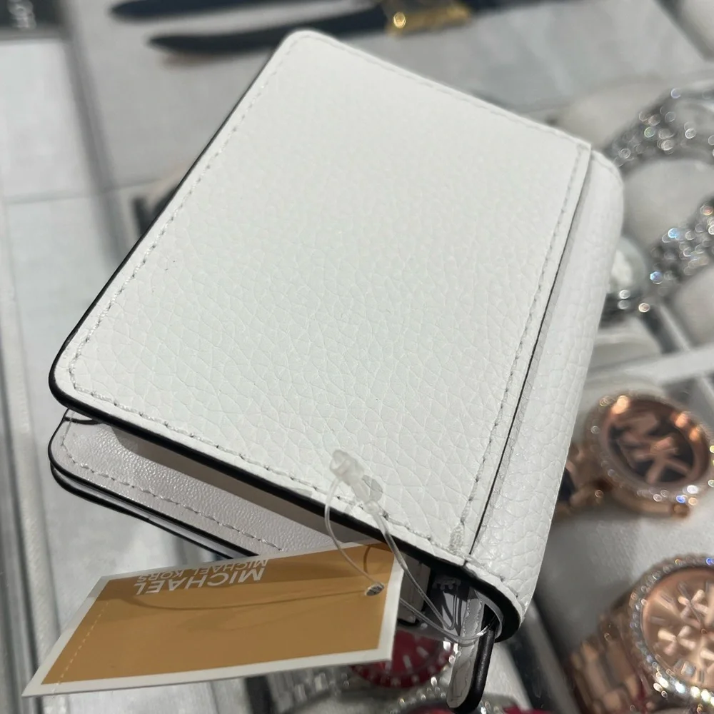 MICHAEL KORS Carson Small Pebbled Leather Wallet Optic White NWT